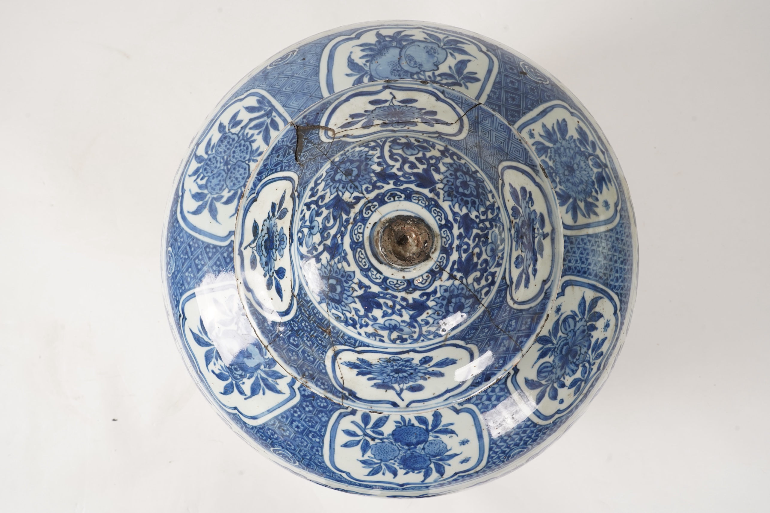 A massive Chinese blue and white jar, Wanli six character mark and of the period (1572-1620)